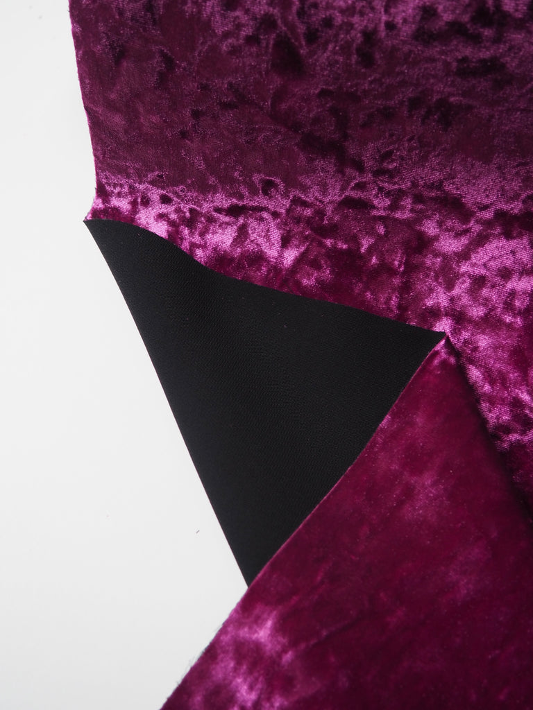 Fuchsia Crepe Bonded Crushed Velvet