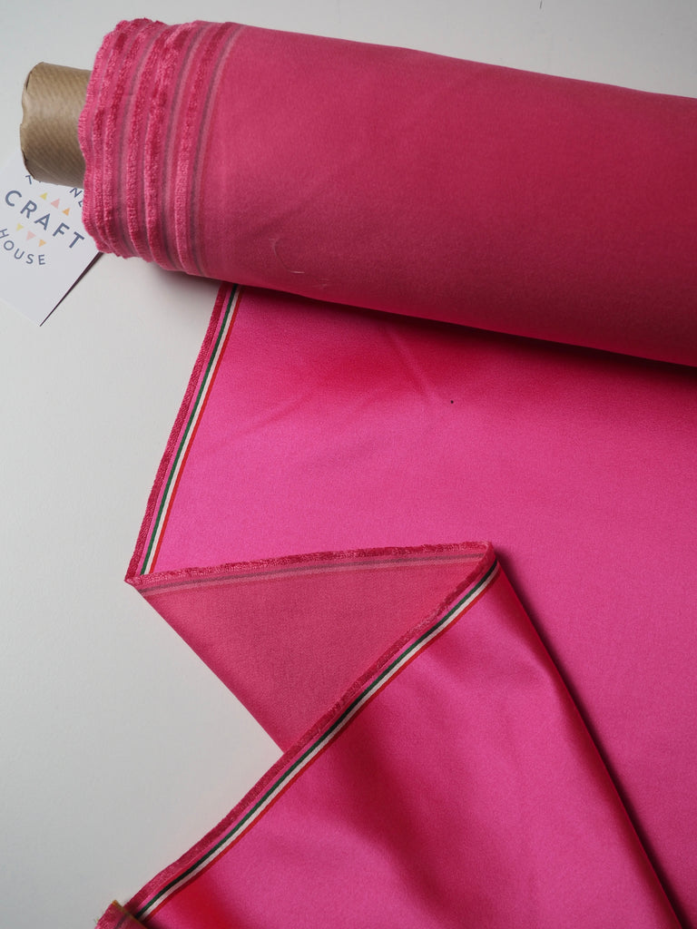 Hot Pink Silk Cotton Duchess Satin