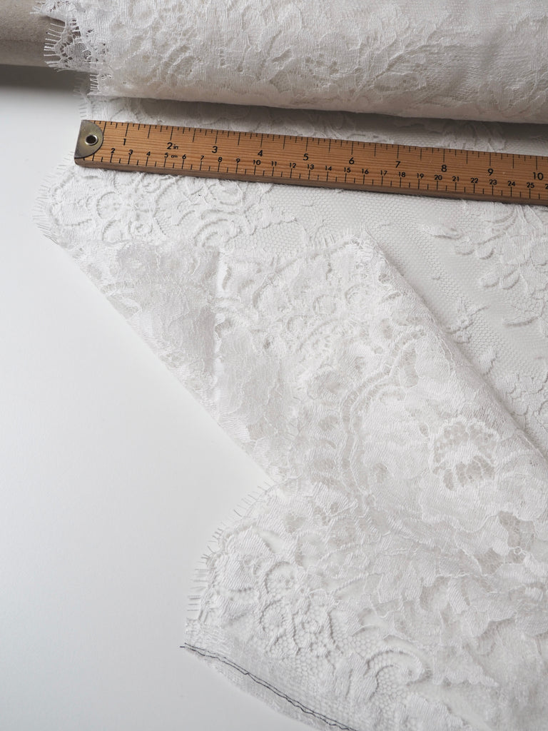 White Corded Floral Scallop Lace