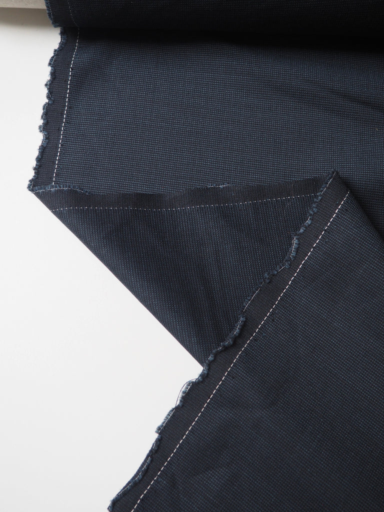 Blue Textured Stretch Wool Suiting