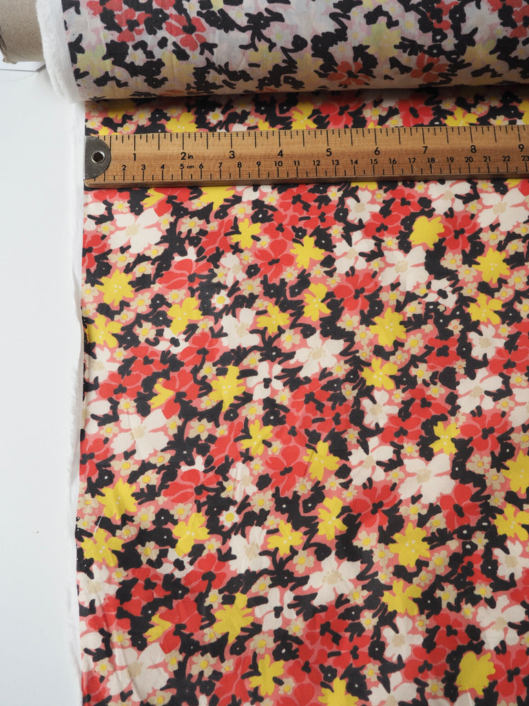 Red + Yellow Floral Cotton Poplin