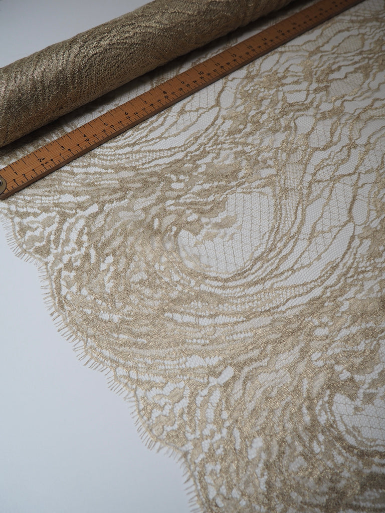 Golden Swirls Scalloped Lurex Lace