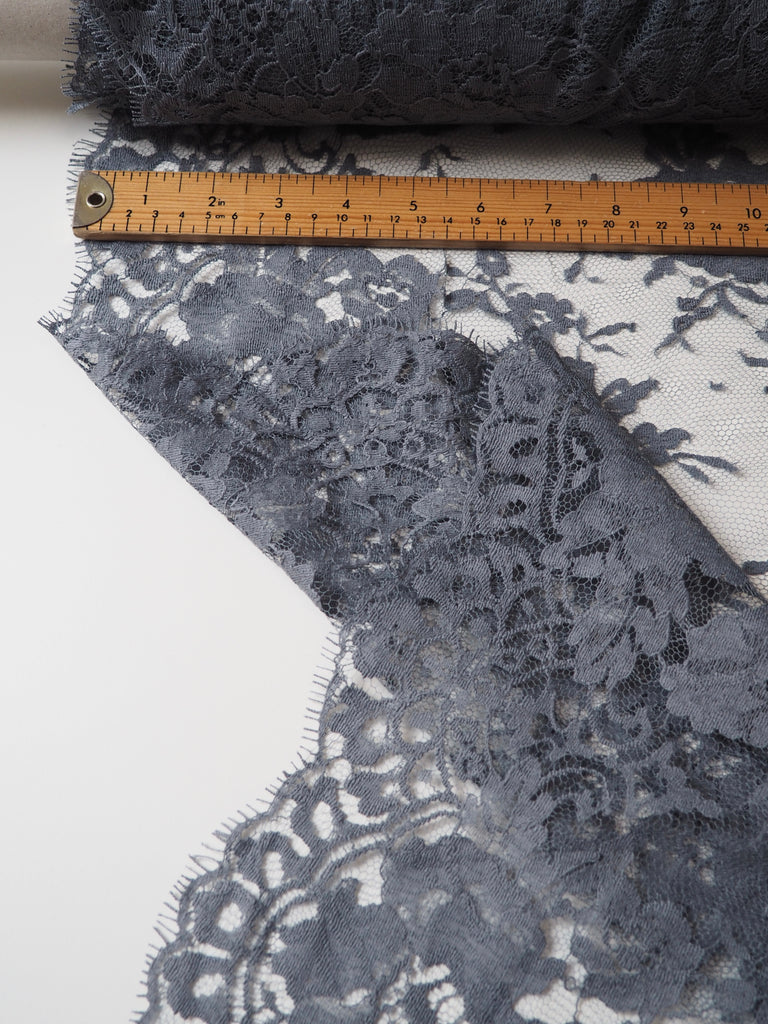 Grey Bloom Scallop Lace