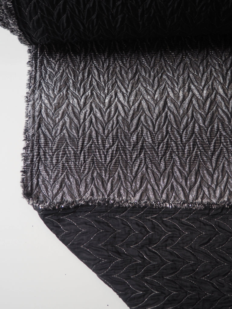 Gunmetal Stripe Chevron Cloqué
