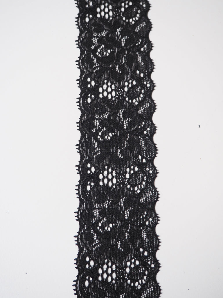 Shindo Black Stretch Lace Trim 52mm