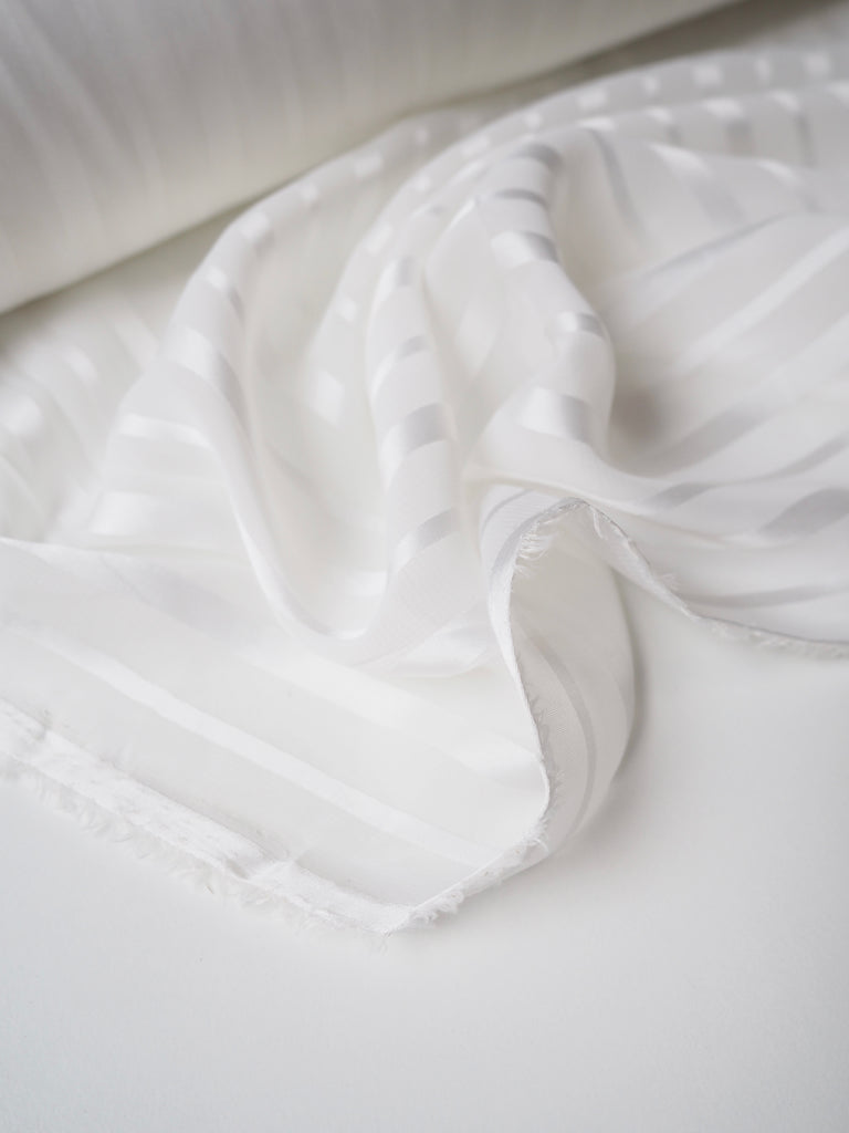 White Satin Stripe Chiffon