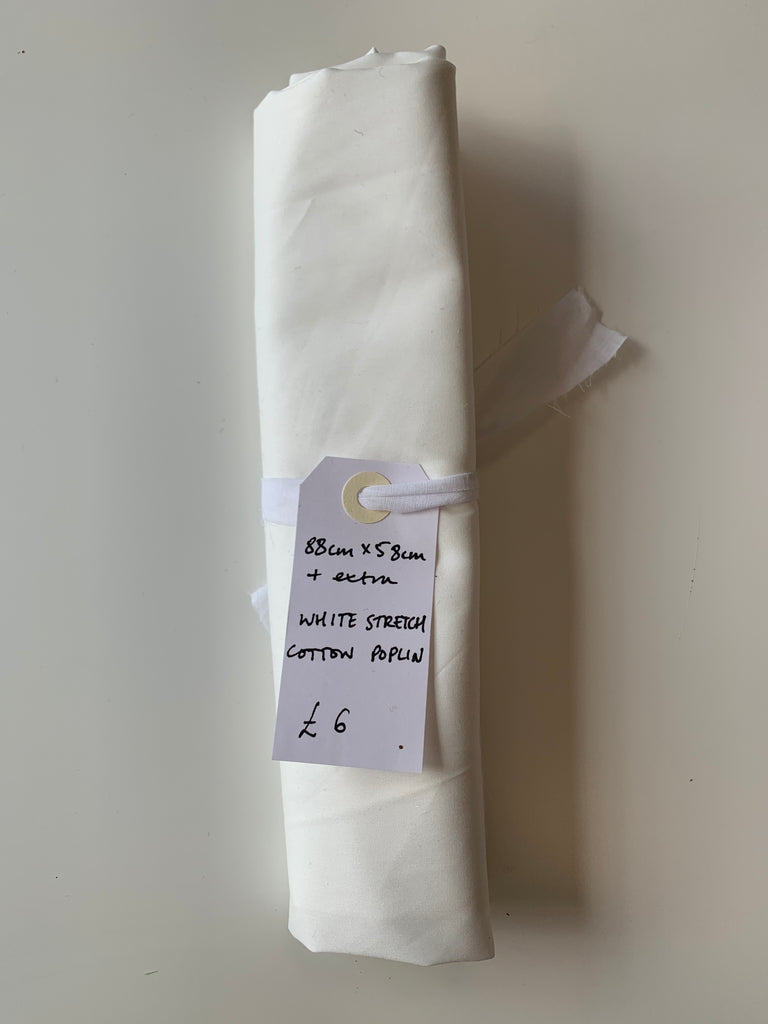 White Stretch Cotton Poplin Remnant