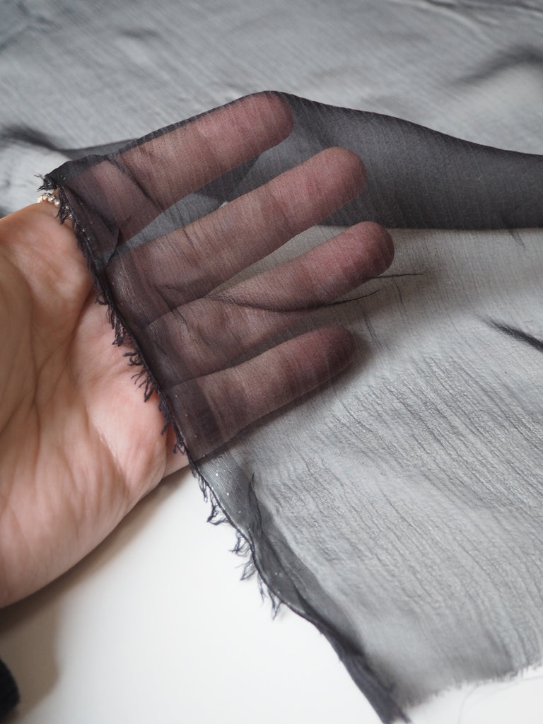 Black Silk Crinkle Chiffon