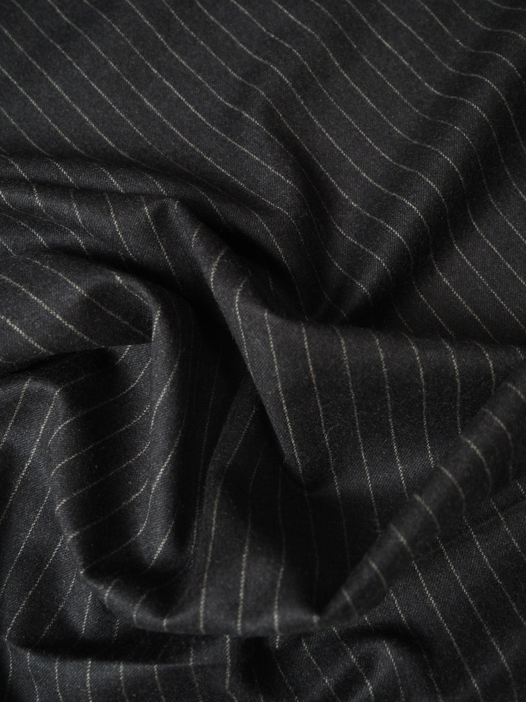 Charcoal Pinstripe Wool Flannel