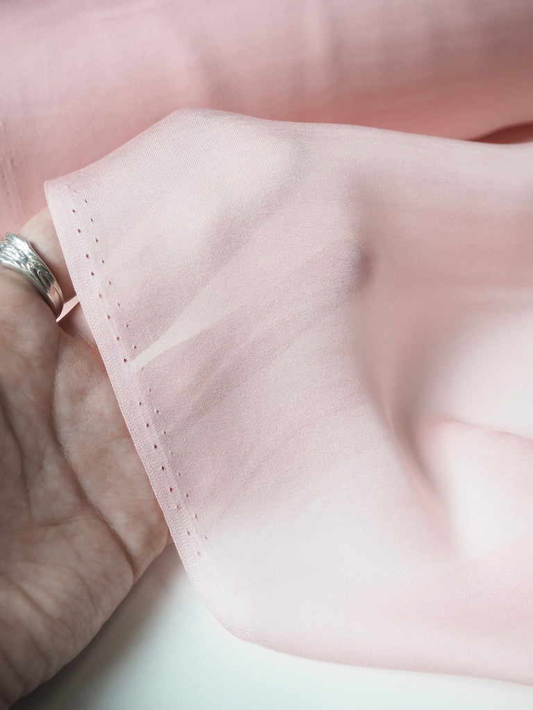 Powder Pink Silk Satin Chiffon