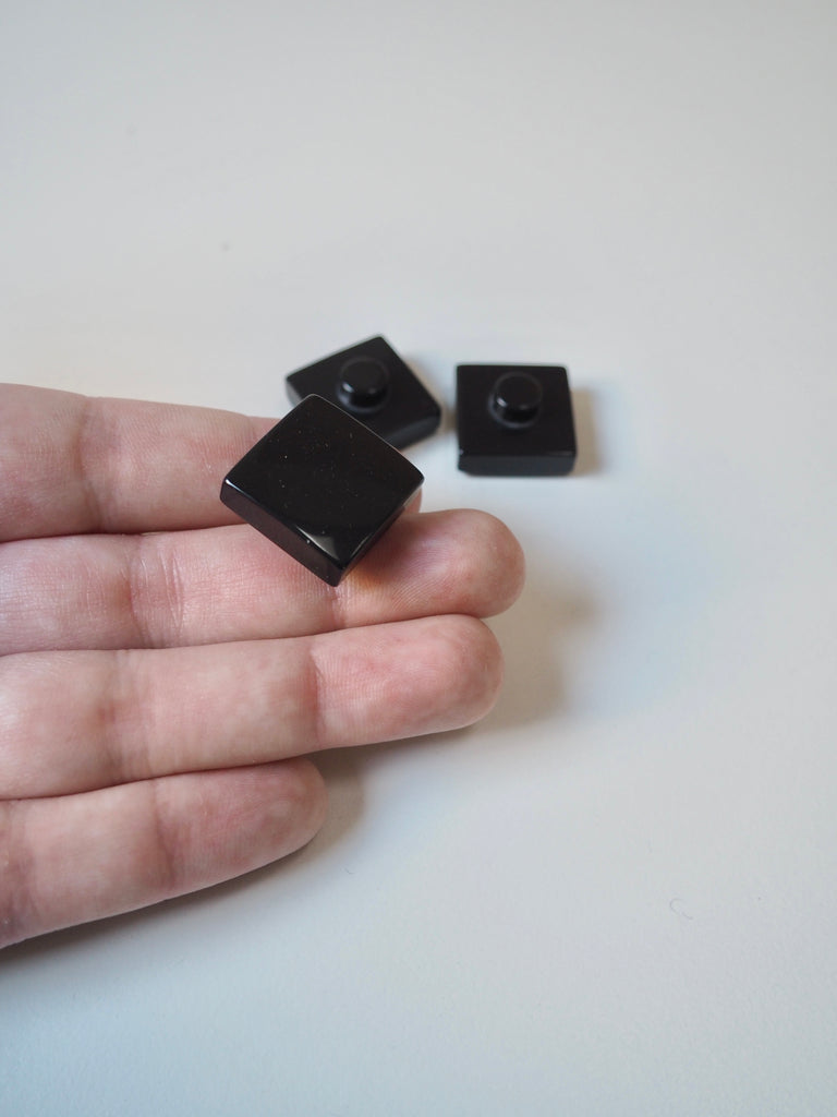 Black Square Shank Buttons 20mm