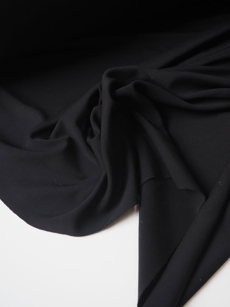 Black Viscose Interlock Jersey