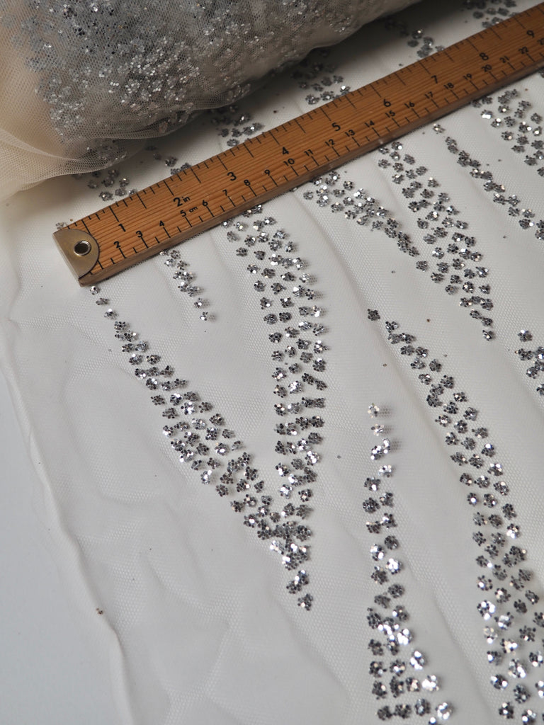 Ivory + Silver Zebra Glitter Tulle
