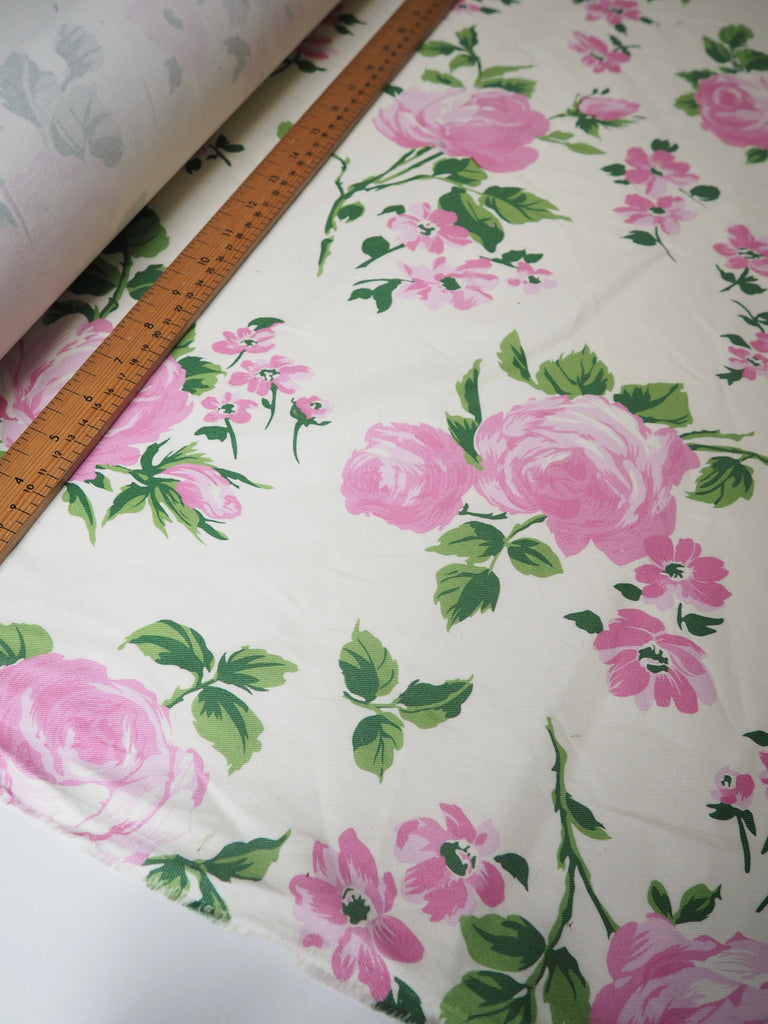 Fresh Rose Bloom Cotton Twill