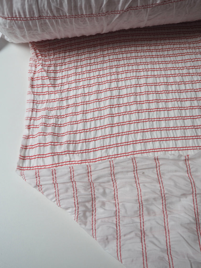 Red + White Degrading Stripe Viscose (Per Piece)