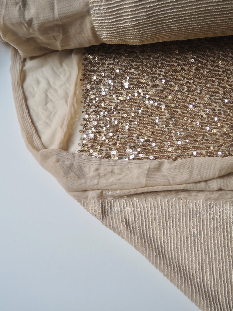 Gold Sequin Stretch Mesh