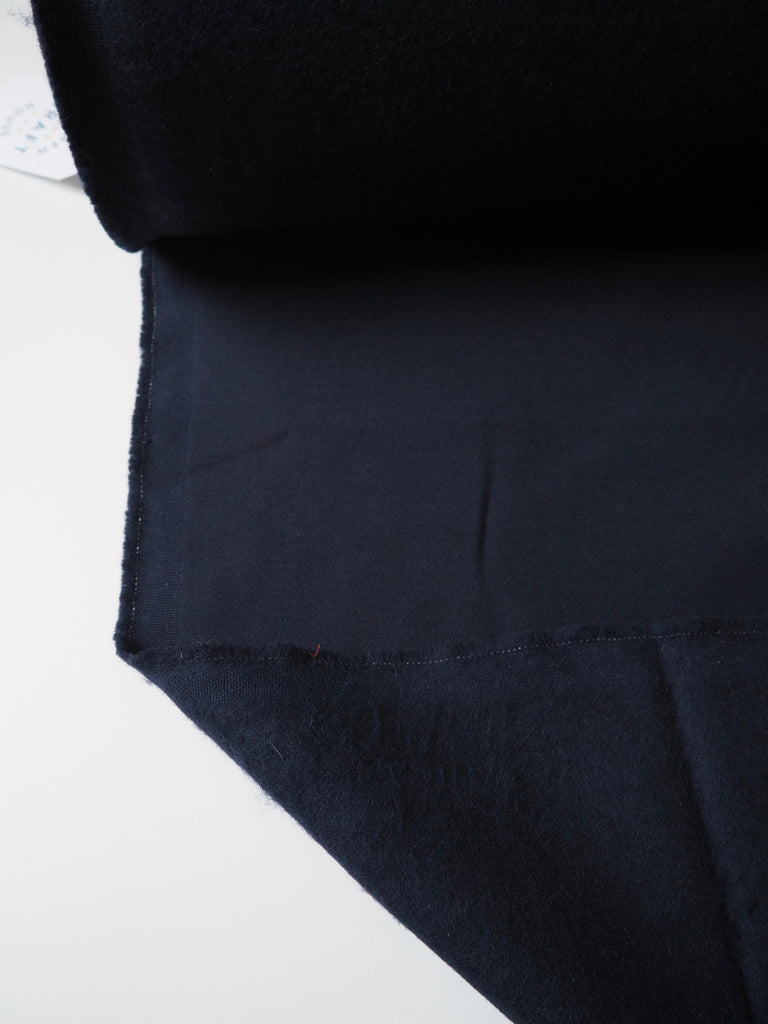 Navy Fleece-backed Wool Crepe