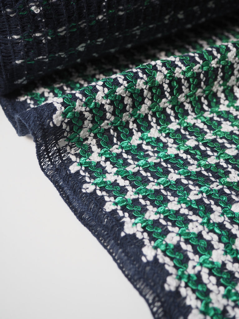 Green + White Loose Weave Tweed