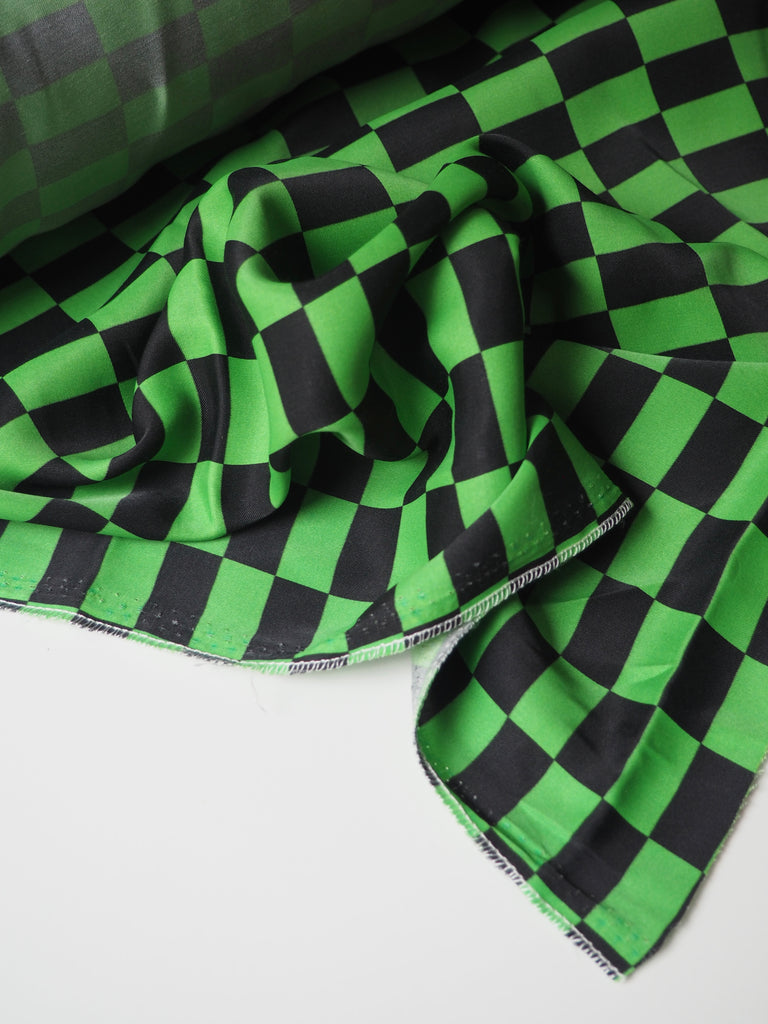 Lime Checkerboard Cotton Sateen