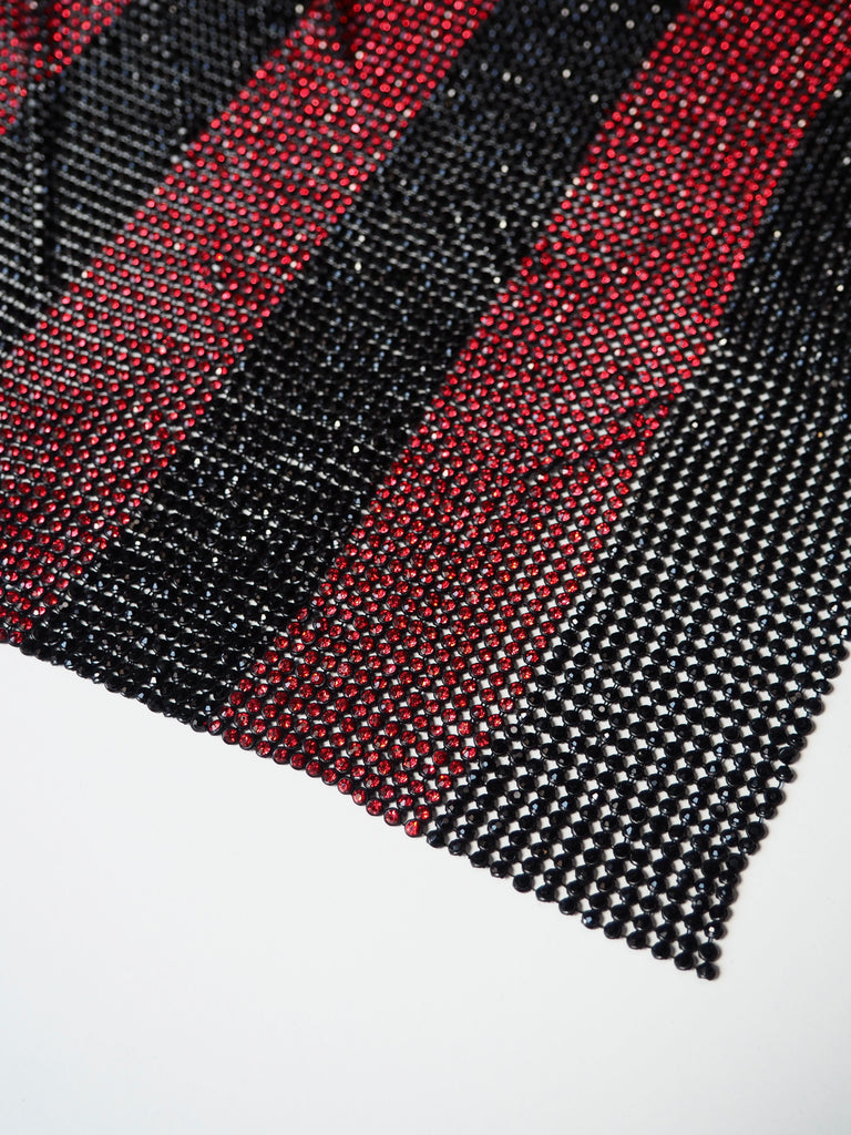 Black + Red Stripe Crystal Chainmail