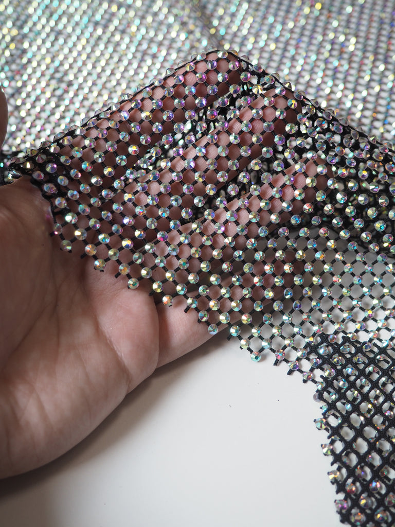 Black Iridescent Crystal Fishnet