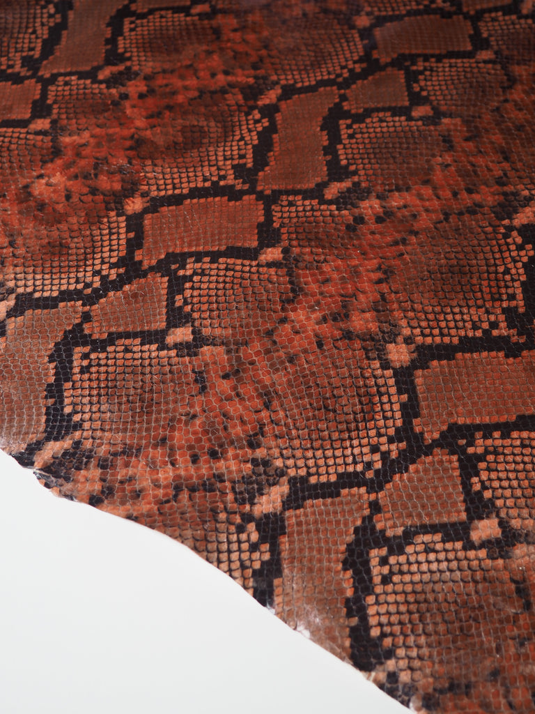 Auburn Embossed Python Calfskin Leather