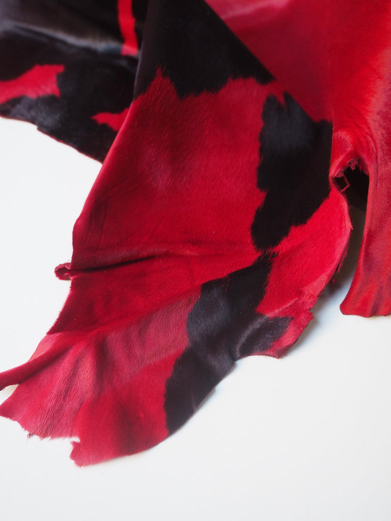 Red + Black Spotted Calfskin Hide