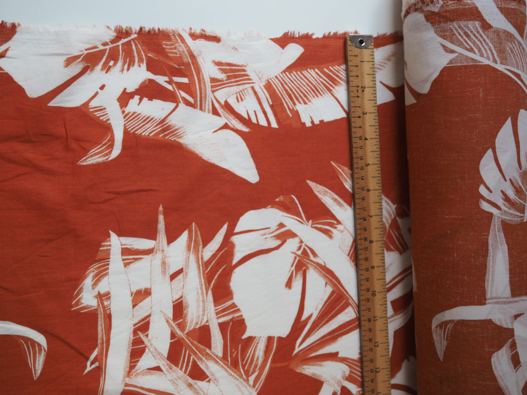 Copper Palm Print Cotton Lawn