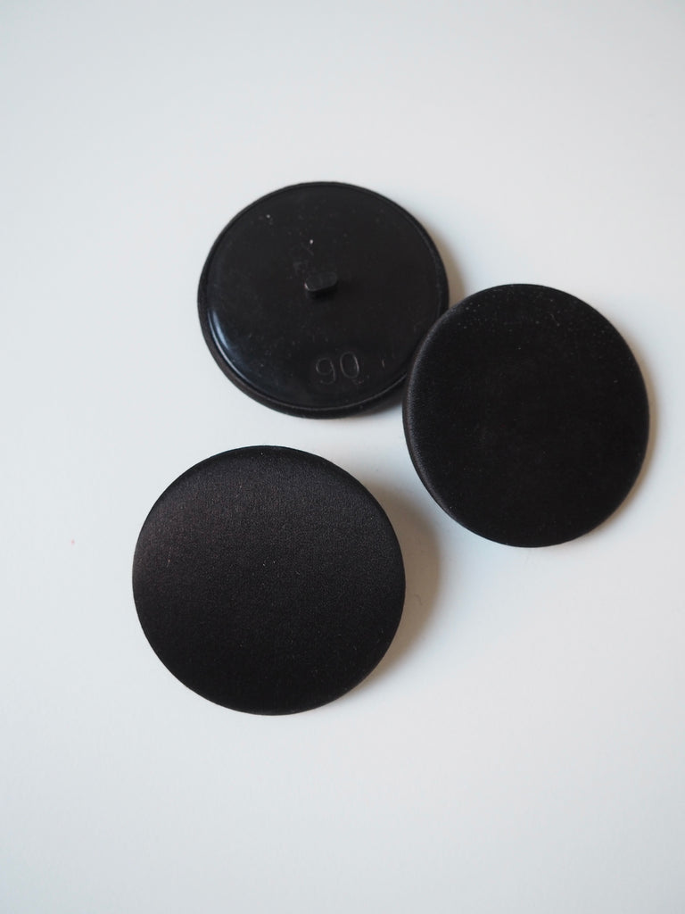 Black Extra Large Satin Covered Buttons 50mm/80L