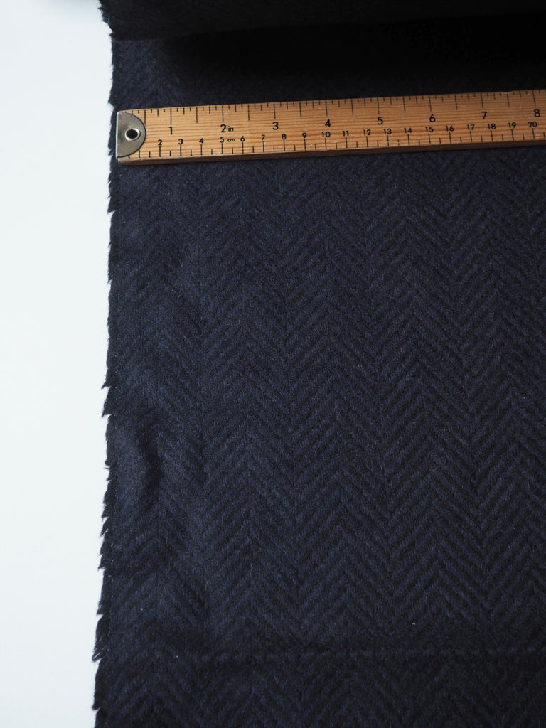 Indigo + Black Herringbone Wool Coating