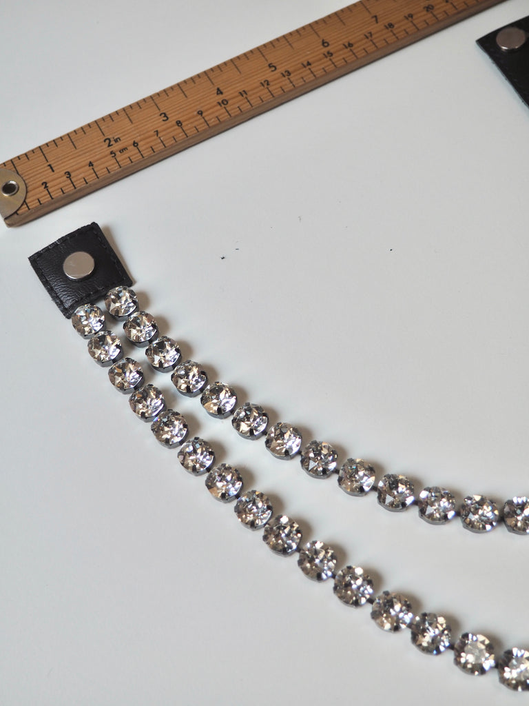 Crystal + Black Leather 2 Strand Accessory