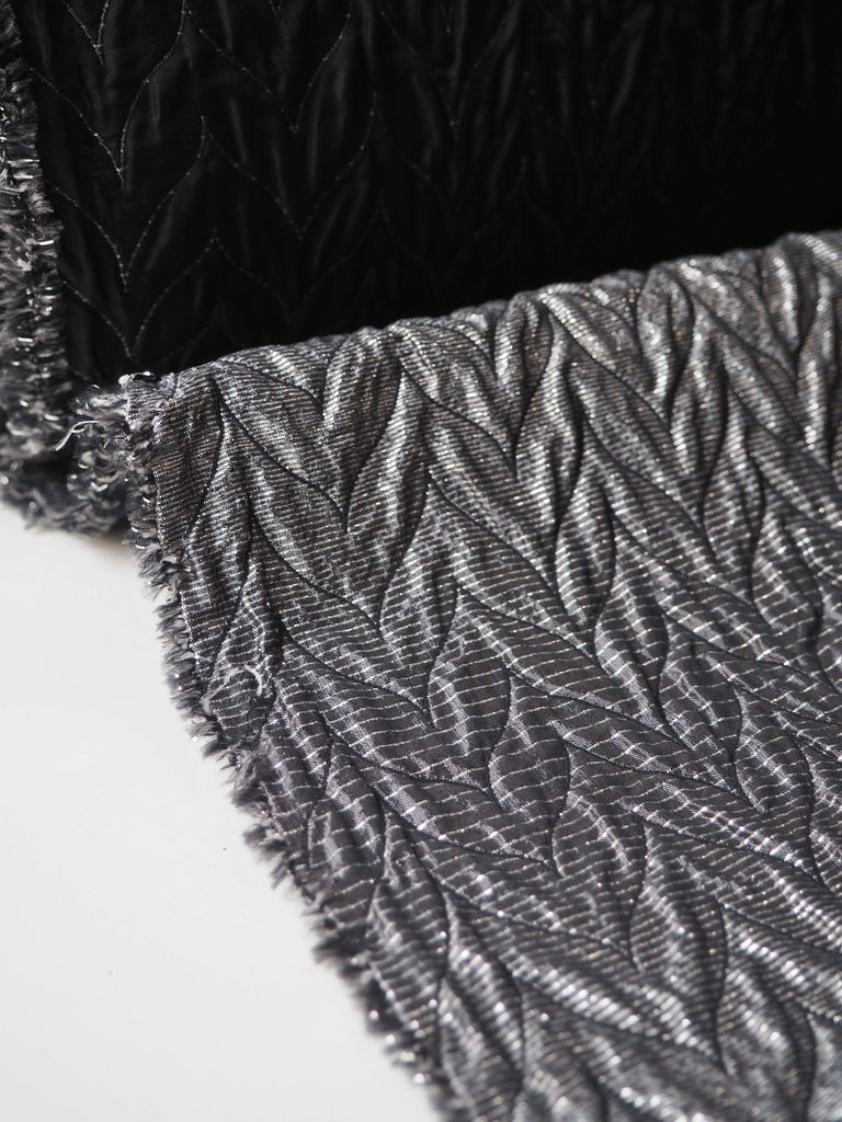 Gunmetal Stripe Chevron Cloqué