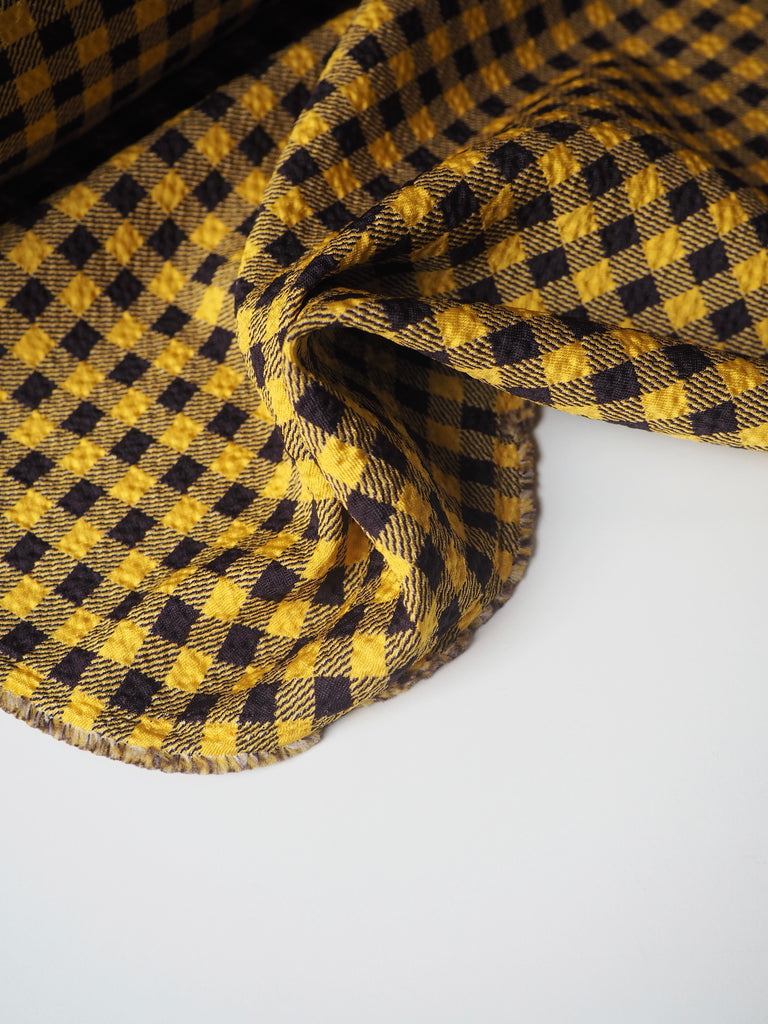 Yellow Gingham Waffled Crepe