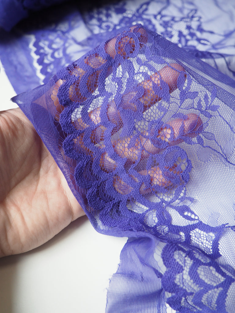 Violet Floral Motif Scallop Lace