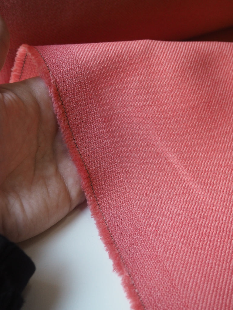 Salmon Pink Sateen Wool Twill