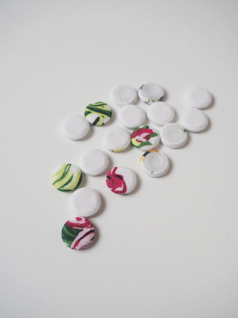 Summer Floral Crepe Covered Buttons 13mm