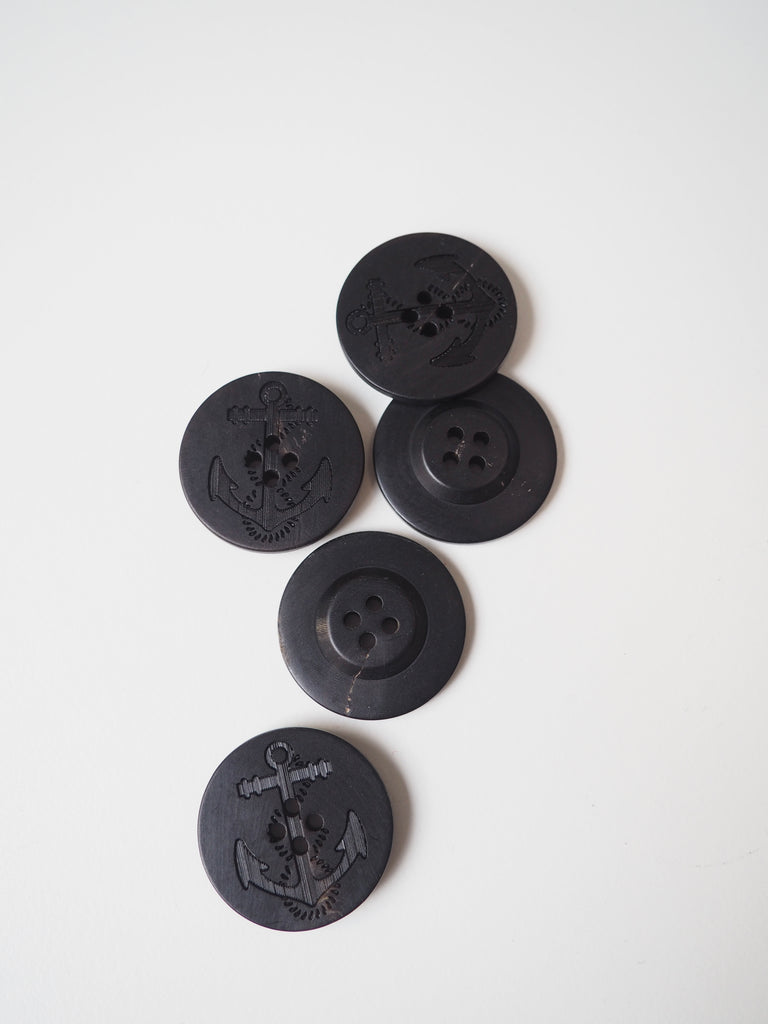 Black Anchor Engraved Corozo Buttons 30mm/48L