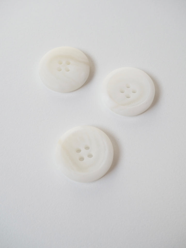 White Faux Horn Buttons 35mm