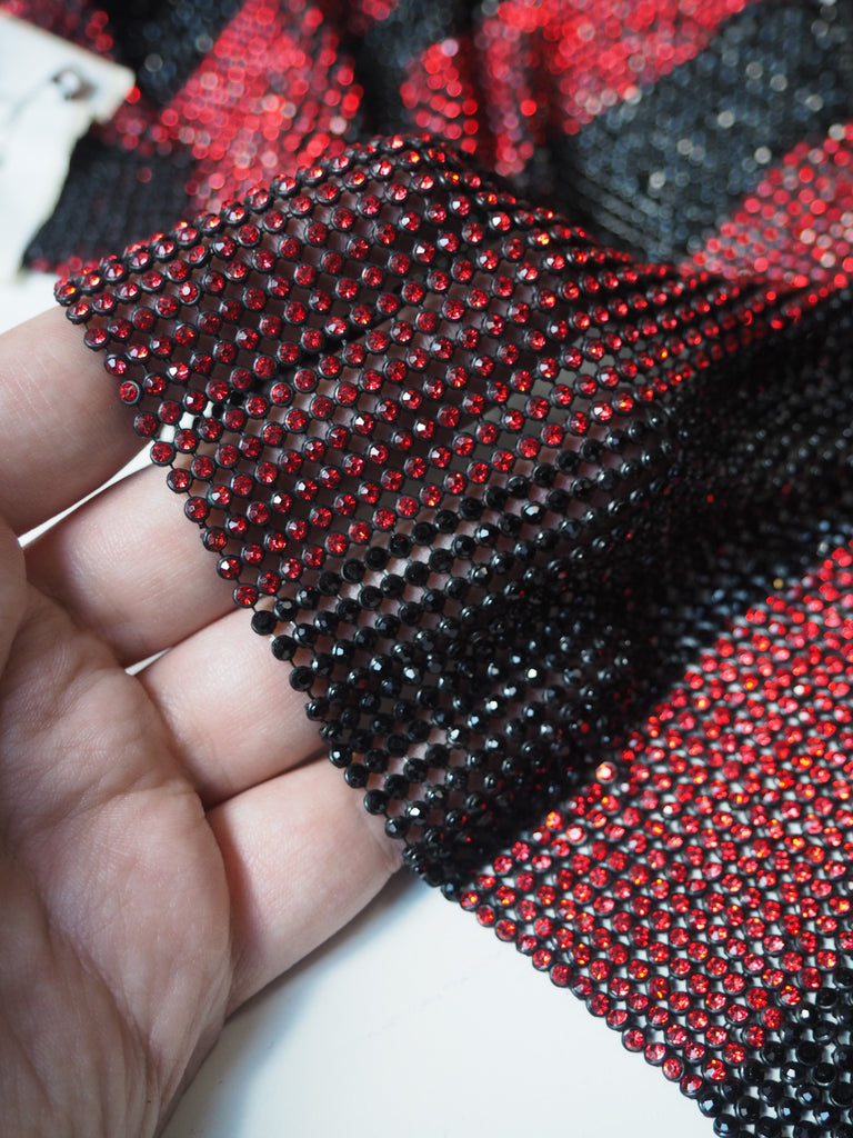 Black + Red Stripe Crystal Chainmail