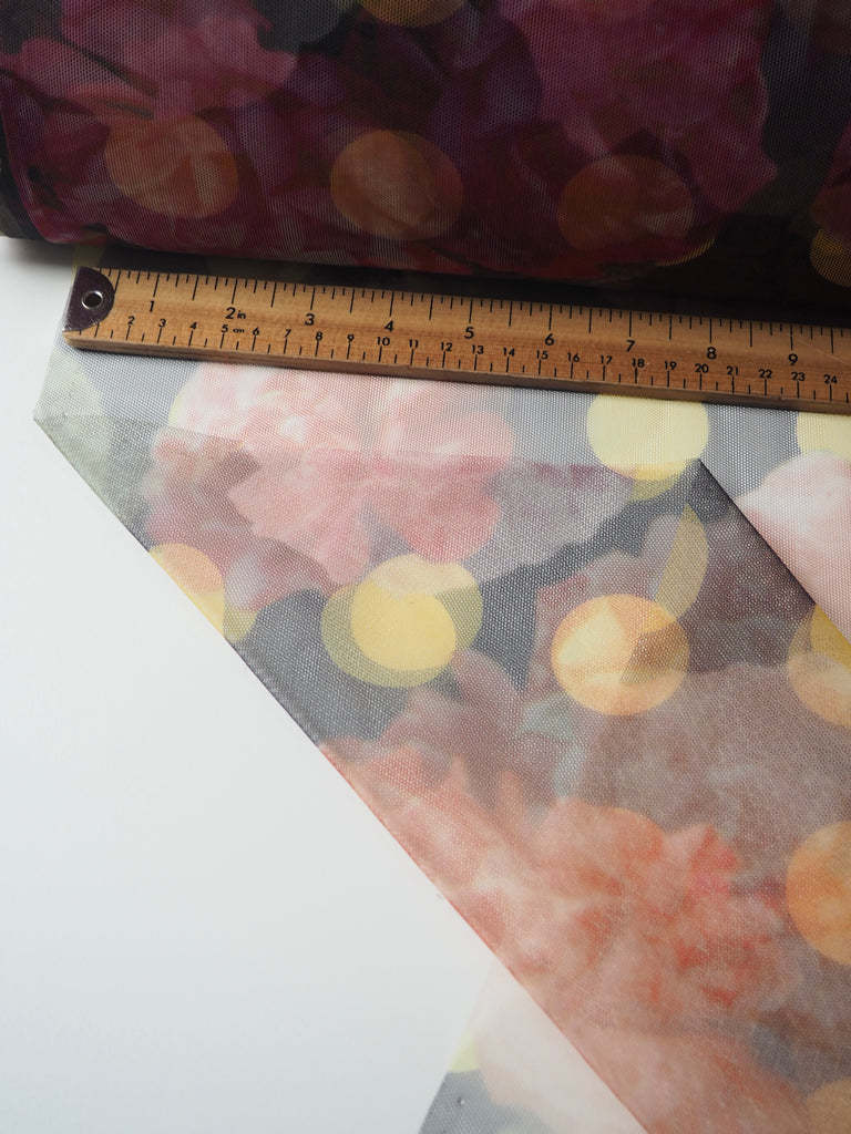 Pink Floral Dot Printed Tulle