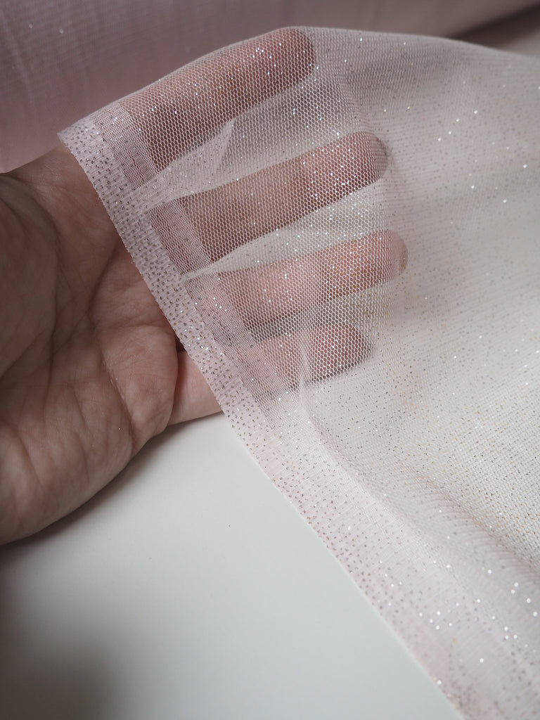 Light Pink Silver Glitter Tulle