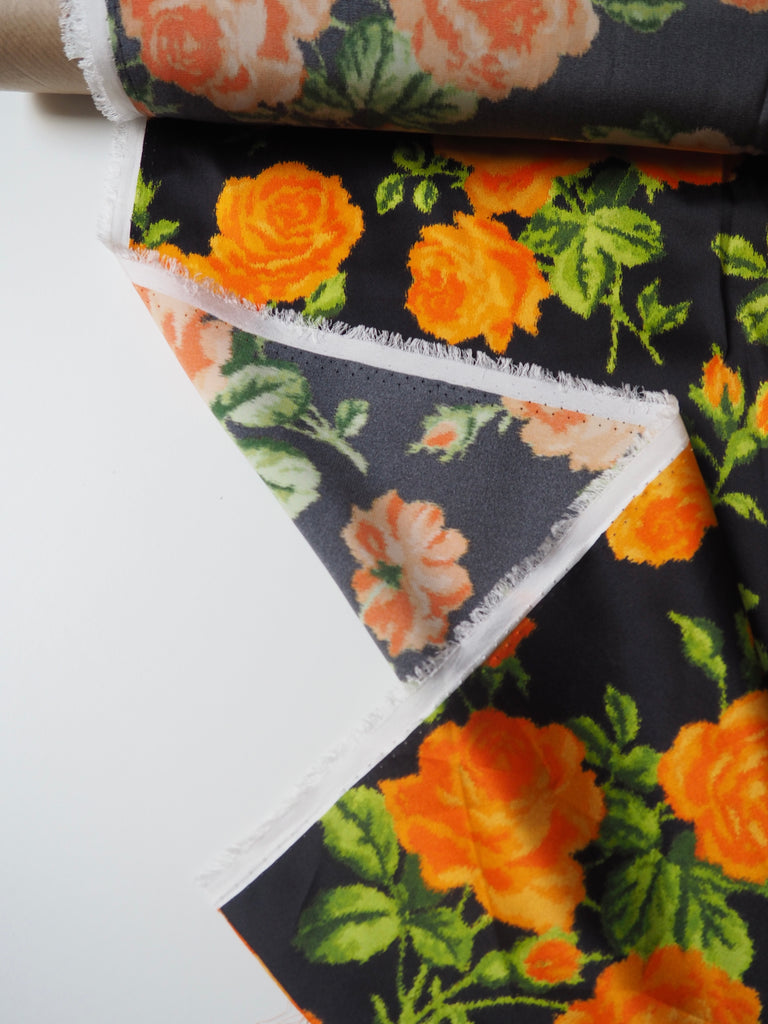 Orange Rose Abstract Silk Satin