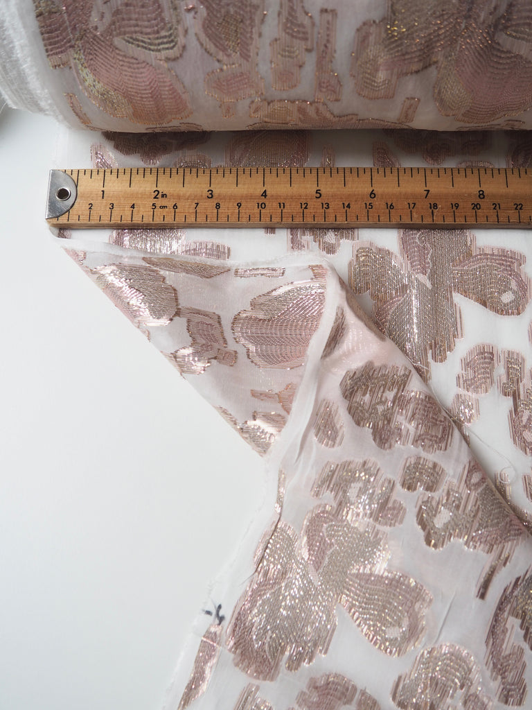 Pink + Gold Lurex Brocade Organza