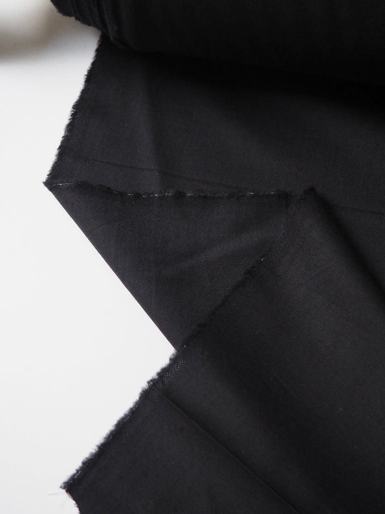 Black Stretch Wool/Silk Twill