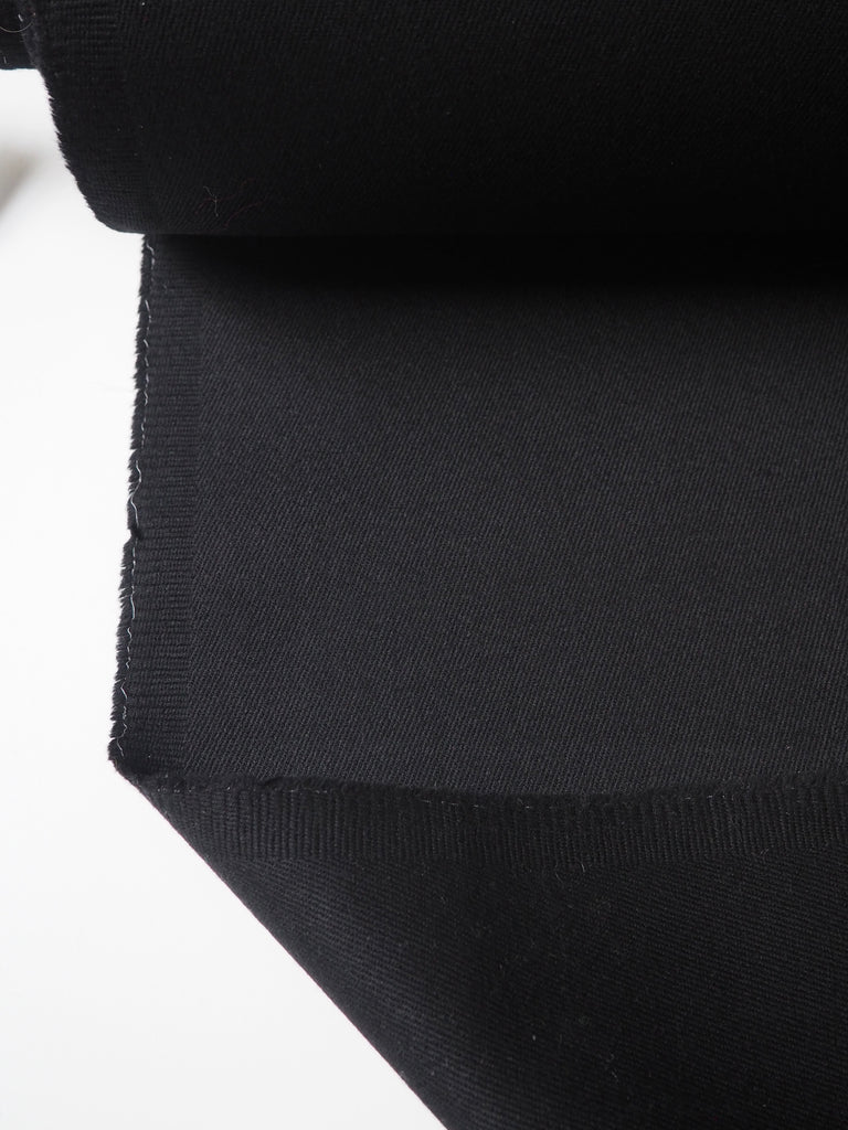 Black Double Faced Stretch Wool Twill