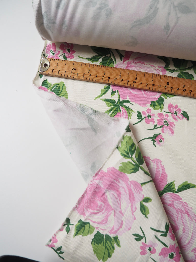 Fresh Rose Bloom Cotton Twill