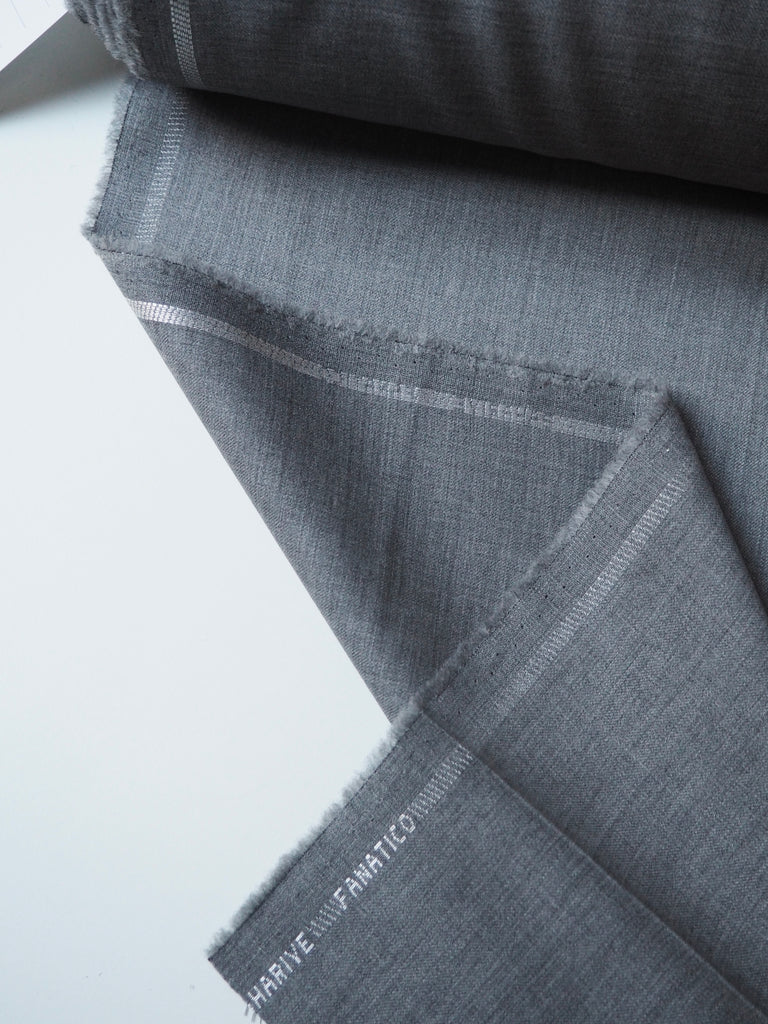 Grey Marl Wool Twill