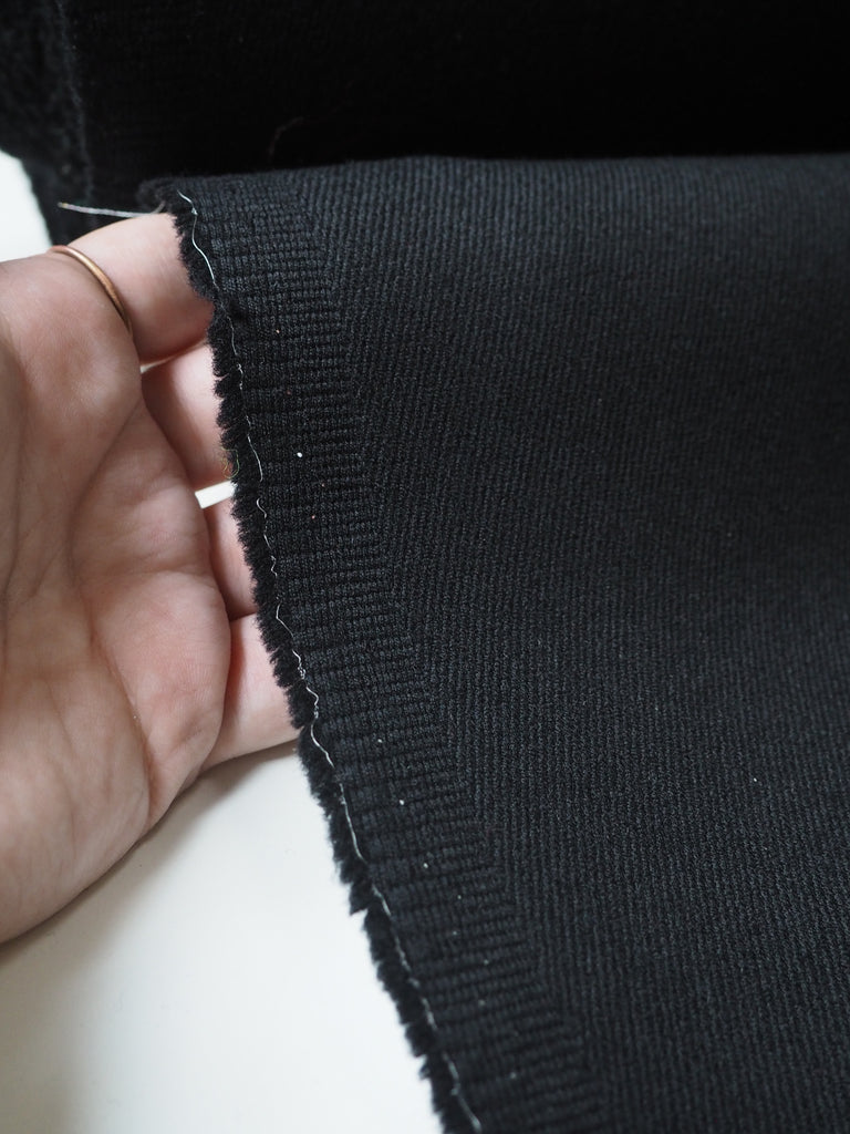 Black Double Faced Stretch Wool Twill