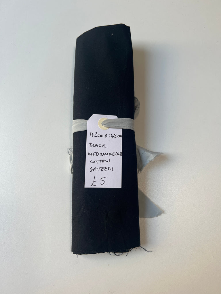 Black Mediumweight Cotton Sateen Remnant