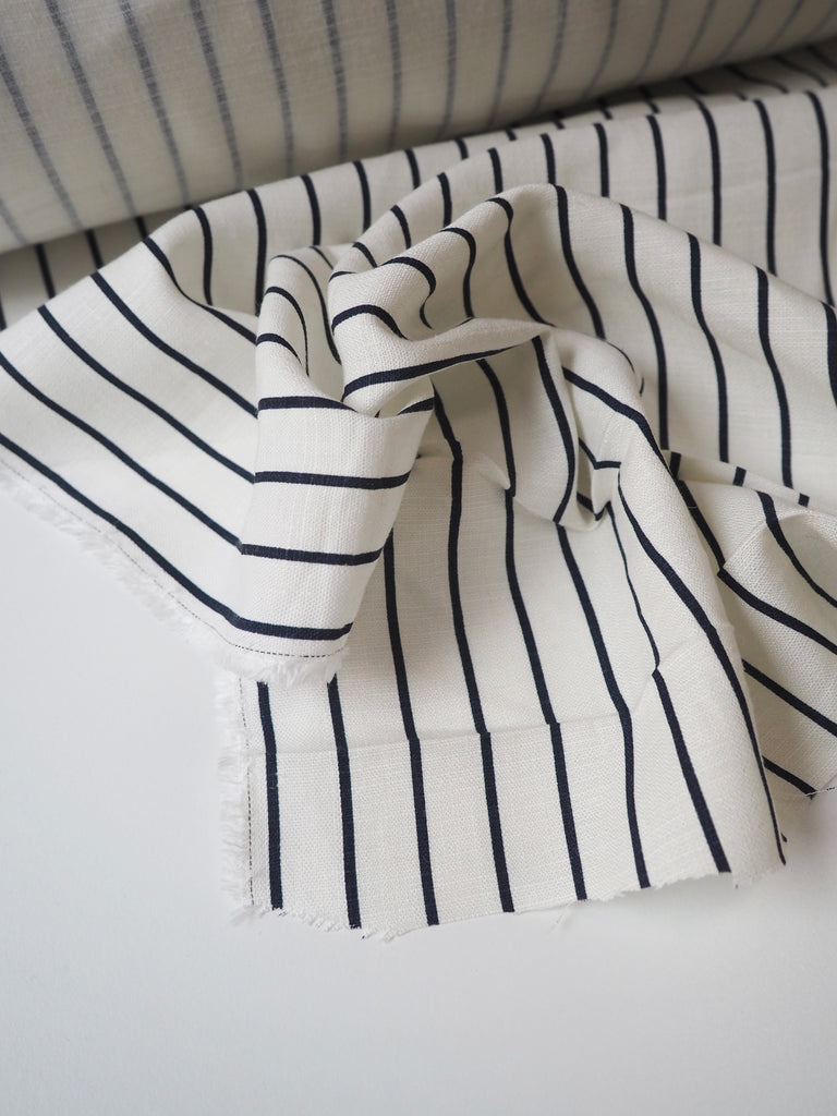 Navy Stripe Linen/Viscose